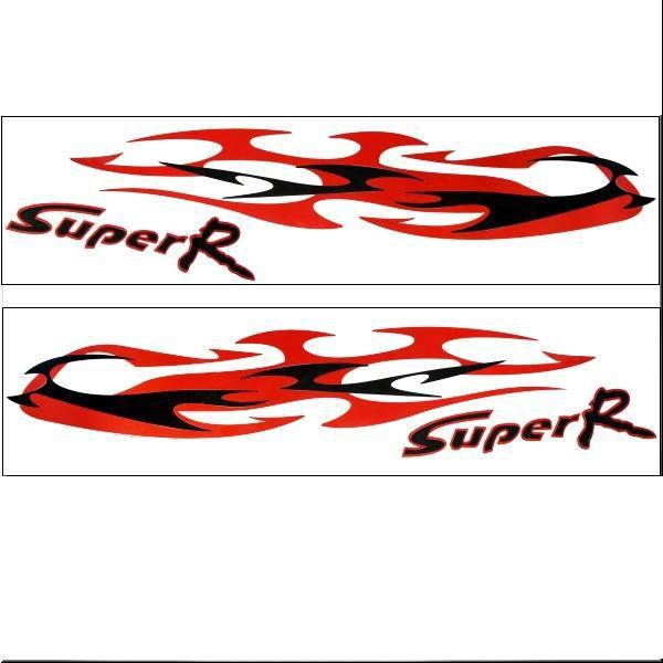 Car two side  body decoration decal sticker red black x 2 pieces super r no.13