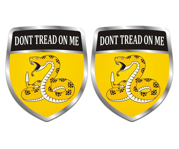 Gadsden flag shield decal set 4"x3.4" dont tread on me usa sticker zu1