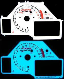 Honda cbr 600 rr 2003 2004 2005 2006 white face glow gauge 600rr custom mph kmh