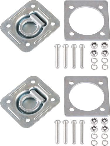 Qty 2 recessed d-ring cargo trailer floor anchor tie down+backing plates rtd-1-2