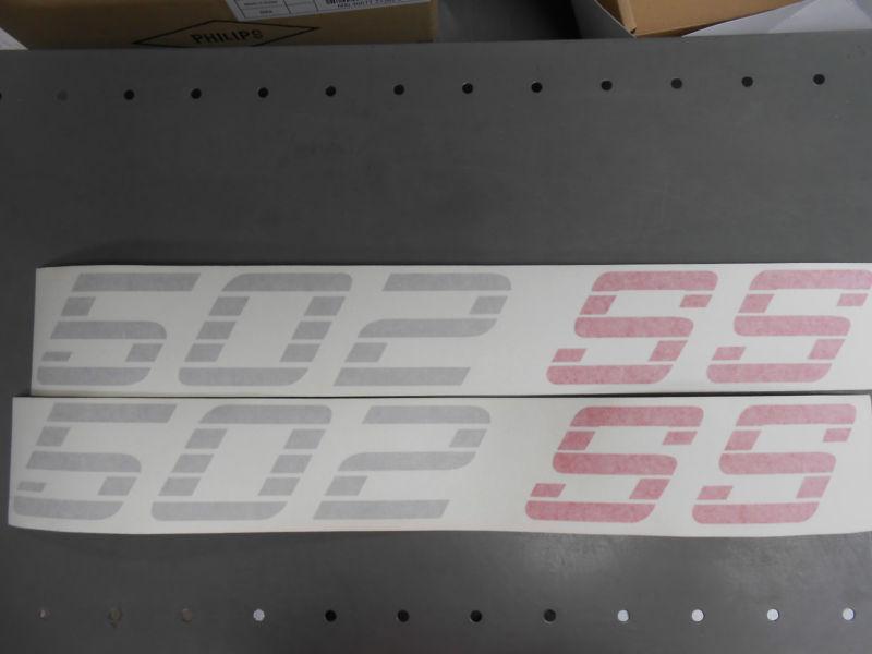 Chevy 502 ss decals - lot of 3 pair. tomato red, light argent. total of 6 decals