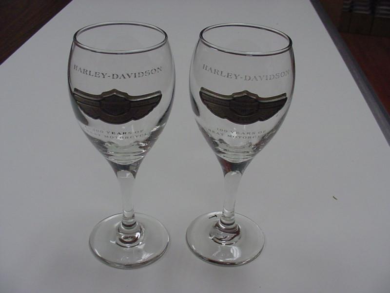Authentic 100th anniversary harley davidson wine glass set **rare**