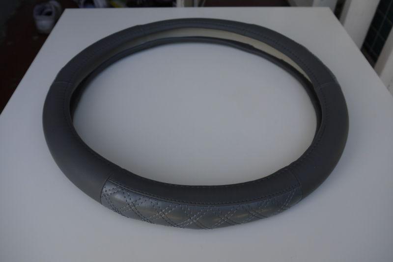 GRAY CIRCLE COOL CHEVROLET 57007 LEATHER WRAP CAR STEERING WHEEL COVER WRAP GREY, US $22.00, image 2