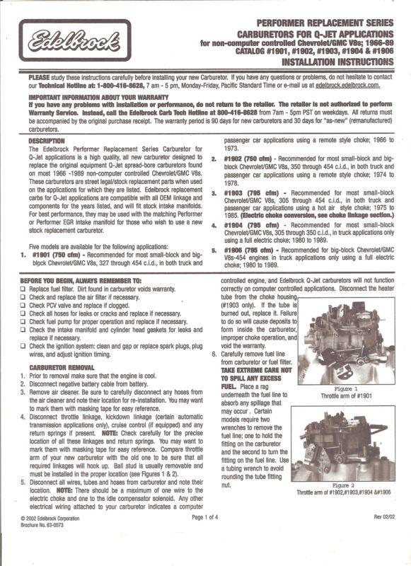 Edelbrock Quadrajet 1901 Remanufactured Carburetor 750 CFM, US $425.00, image 8