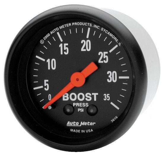 Auto meter 2616 z series 2 1/16" mechanical boost gauge 0-35 psi
