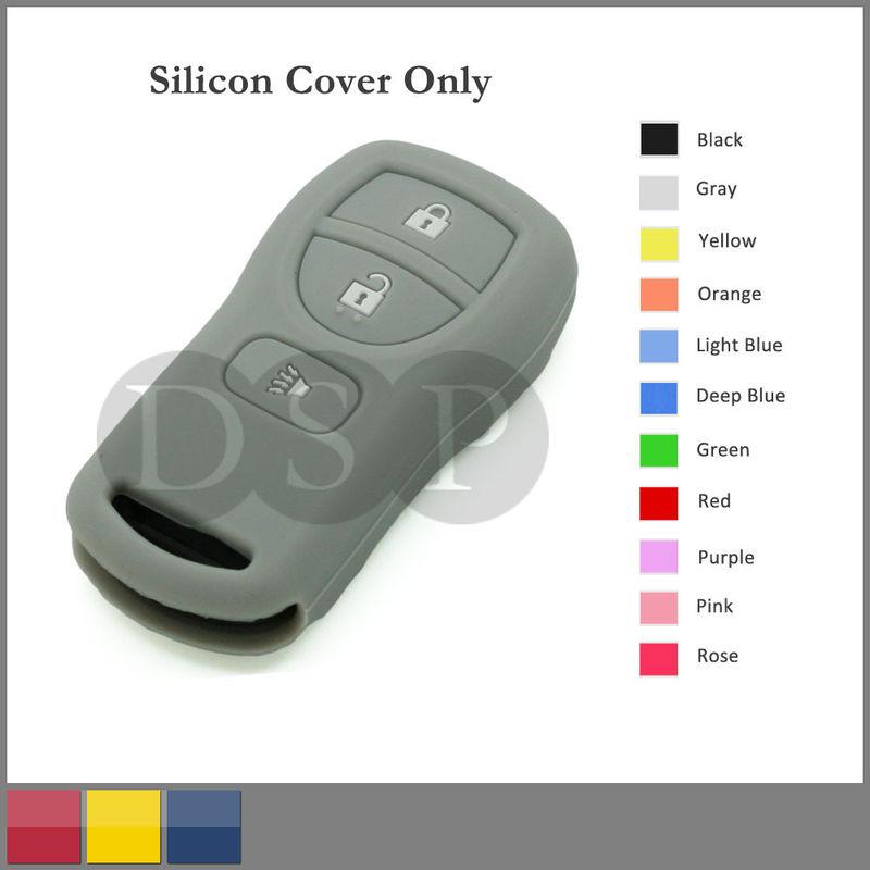 Silicone skin jacket cover holder for nissan remote key case shell 3 button gy