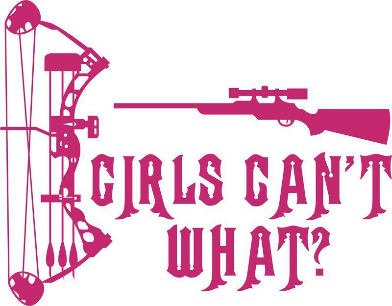 Girl hunting fishing gun bow car truck window wall laptop vinyl decal sticker