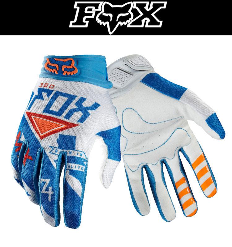 Fox racing 360 intake blue white dirt bike gloves motocross mx atv 2014