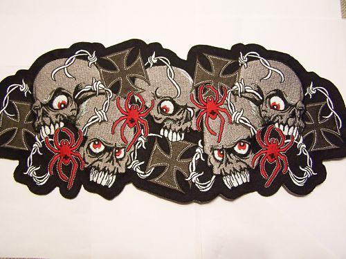 #1022 l motorcycle vest patch  skulls, spiders, crosses