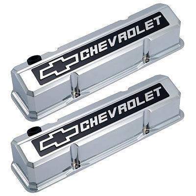 Gm 141-922 sb chevrolet bowtie slant valve covers chrome