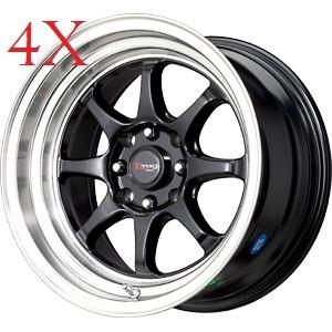 Drag wheels dr-54 15x8.25 4x100 4x114.3 +0 black rims rims miata mini cooper crx