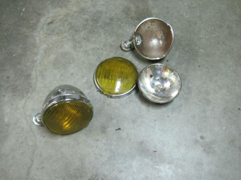 Buy OLD VINTAGE AMBER CATSEYE FOG DRIVING LIGHTS 7" LH RH PAIR TRUCK