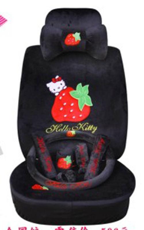 Black Red Strawberry-Hello Kitty-Universal car seat covers-CAR Seat Covers-18pcs, US $88.00, image 3
