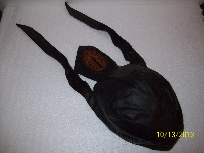 Vintage leather harley davidson skull cap with patch