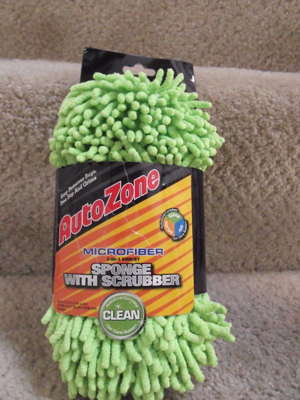 *nwt* auto zone microfiber 2-in-1 knobby sponge scrub 