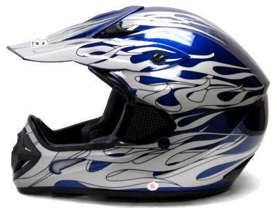 Blue flame dirt bike atv motocross helmet mx off-road~m