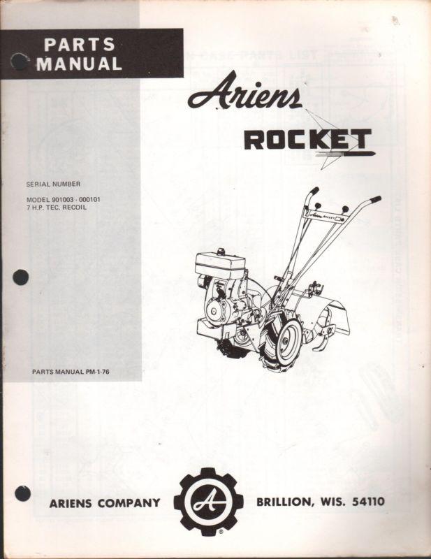 Ariens rocket tiller 7 hp tec. recoil parts manual p/n pm-1-76   (166)
