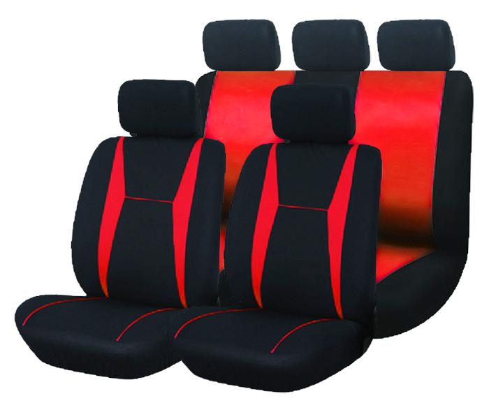 Universal car van polyester front & back red & black protectors seat covers 335