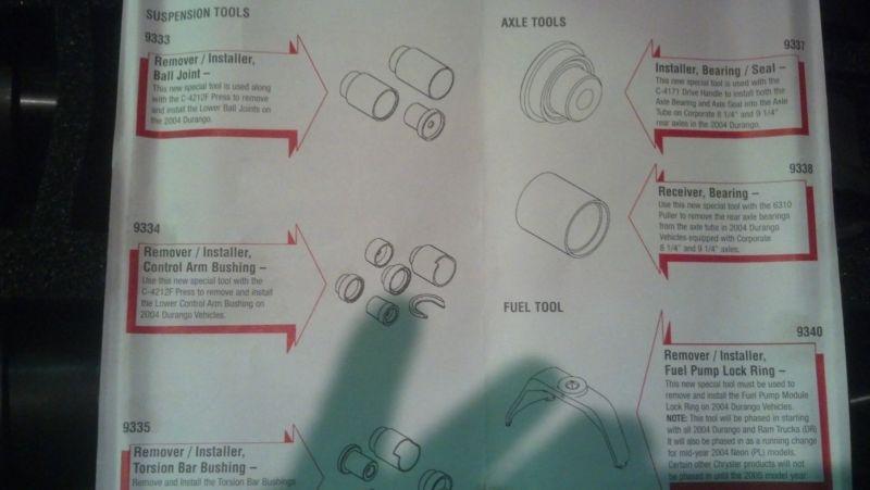 MILLER SPECIALITY SPECIAL TOOLS 2004 HB DURANGO #9327, US $49.99, image 5