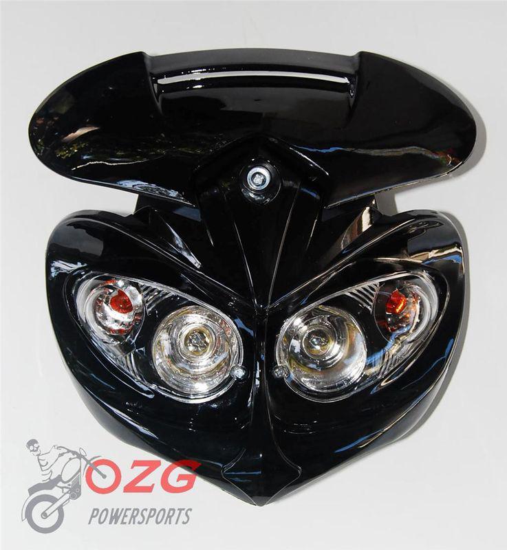 Head light f2 motorcycle black dirt bike ktm honda lamp fairing mask suzuki exc