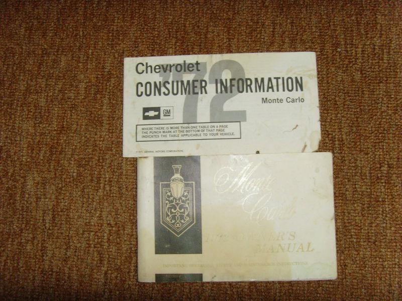 1972 monte carlo owners manual & consumer information booklet