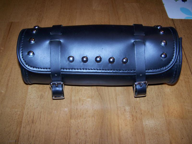 Studded leather fork / handlebar bag