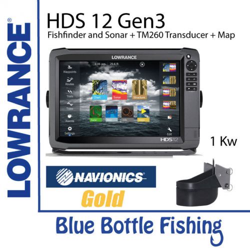 Lowrance hds 12 gen 3 touch + 1kw tm260 transducer + map