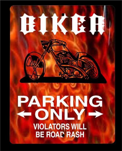 "biker parking only..." metal sign- 9"x12" - free shipping