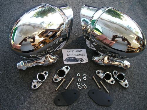 New pair of chrome metal vintage style dummy spot lights with visors .