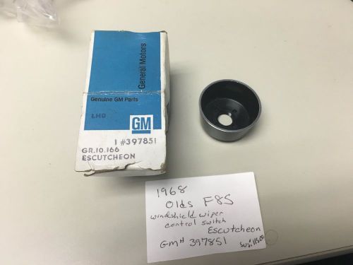 Nos 1968 f-85 oldsmobile wiper escutcheon black chrome gm # 397851