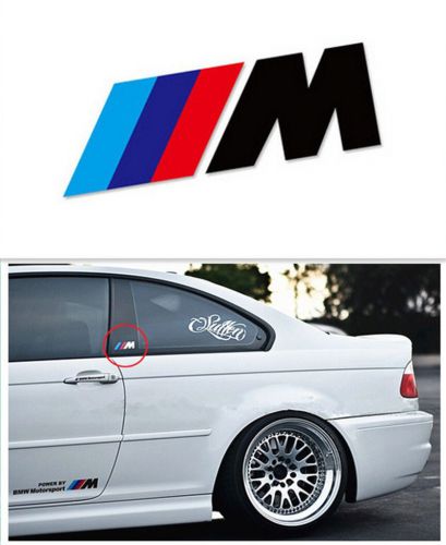 2pcs black ///m 2.36" auto side door center pillar reflect light sticker decals