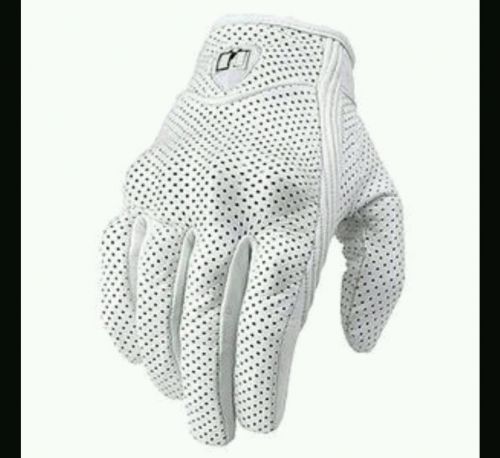 Icon pursuit perforated motorcycle glove white size large
