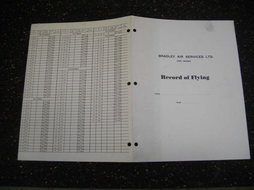 Vintage canadian airline bradley air service record of flying chart, pilot wing