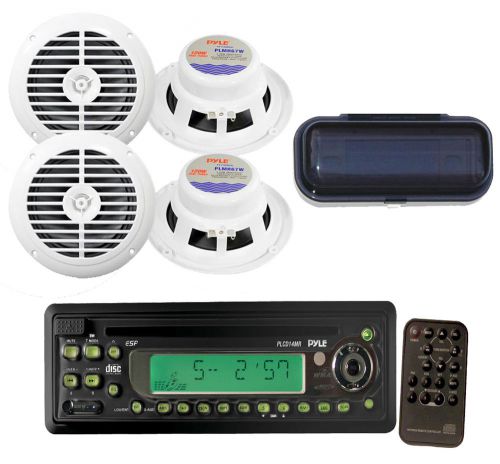 Plcd13mr black marine radio indash cd receiver detach face, 6.5&#034; black speakers