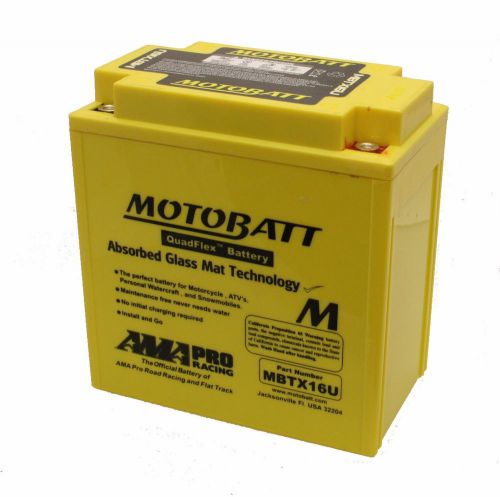 Motobatt mbtx16u quadflex battery 12v 16ah new ready to install &amp; go