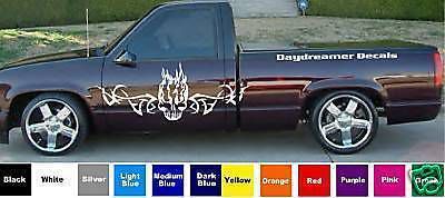 Wicked tribal skull &amp; flames decal kit / vinyl car graphics / racing stripes