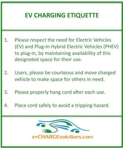 Ev charging etiquette decal 5&#034; x 7&#034;