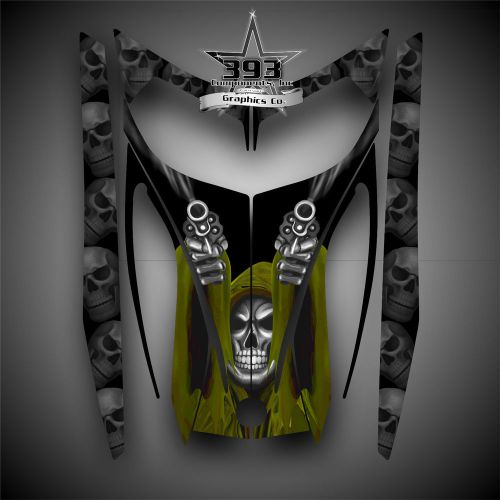 Ski-doo rev mxz snowmobile sled wrap graphics hood decal kit 03-07 reaper yellow