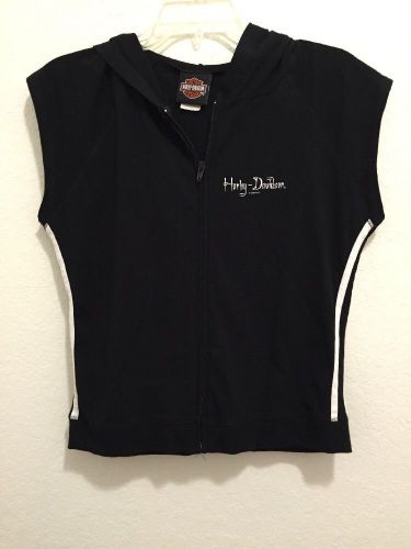 Harley davidson sleeveless zip front hoodie women's size large