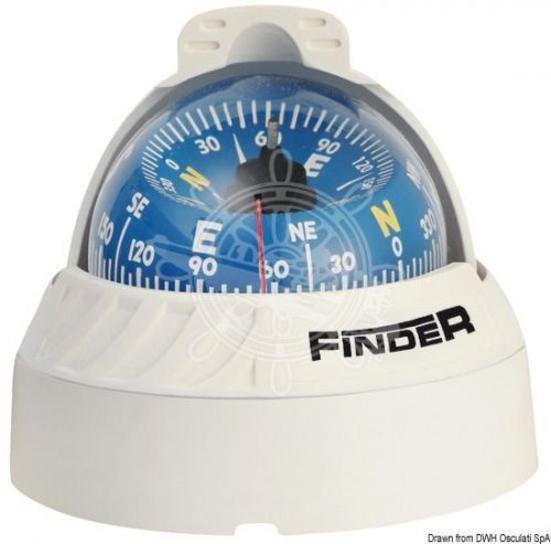 Finder boat marine compass 2&#034; 5/8 white/blue surface mount