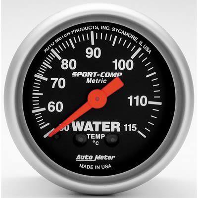 Autometer sport-comp mechanical water temperature gauge 2 1/16" dia black face