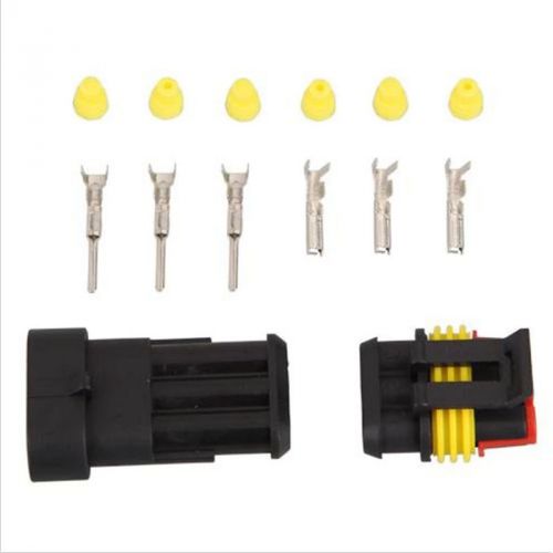20 sets kit 3 pin amp super seal waterproof electrical wire connector plug car