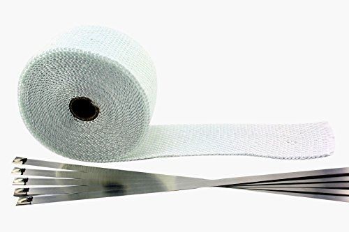 Swi parts 2&#034; x15ft roll white racing fiberglass exhaust header pipe wrap tape