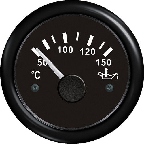 Marine oil temp gauge for boat black plastic bezel black face 50-150 degree free