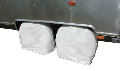 Rv vinyl wheel & tire protector - 2 pack 36"-39" diameter arctic white camco 453
