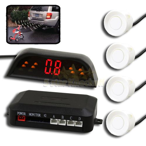 Complete kit wireless parking back up buzzer system led display white sensors