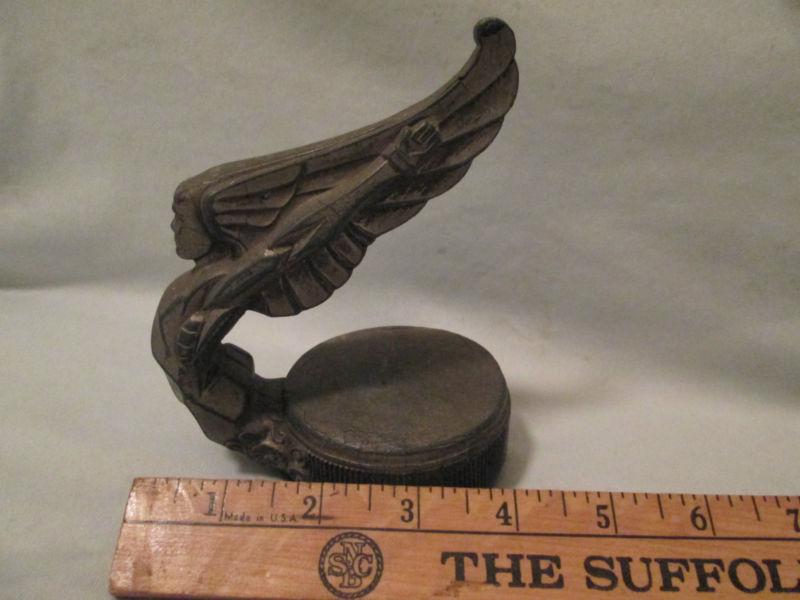Car mascot die cast inside threaded winged lady