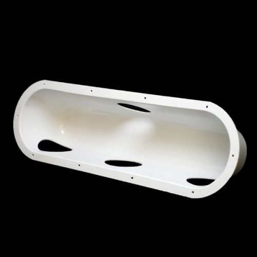 Larson white 27 x 7 x 6 inch plastic oval boat storage box tub w/ holes