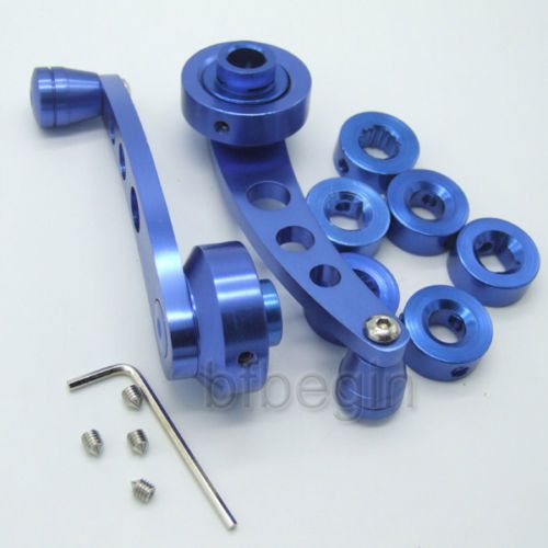 New 2x billet blue car window winder truck set pickup manual door handle cranks