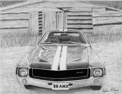 1968 amc amx javelin muscle car art print